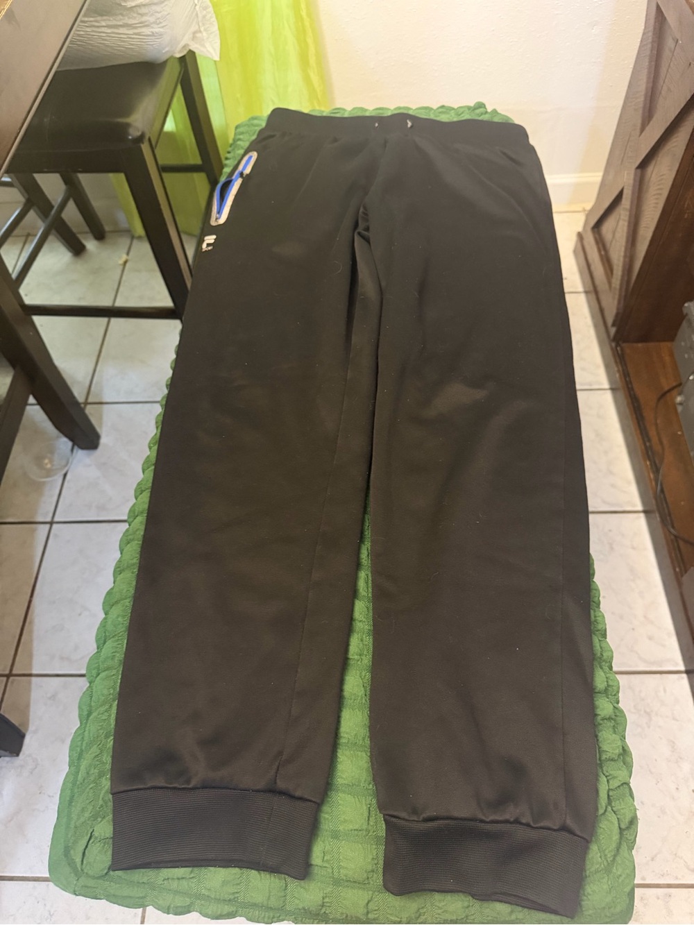 Fila Black Kids Jogger Sweatpants with Blue Zip Detail